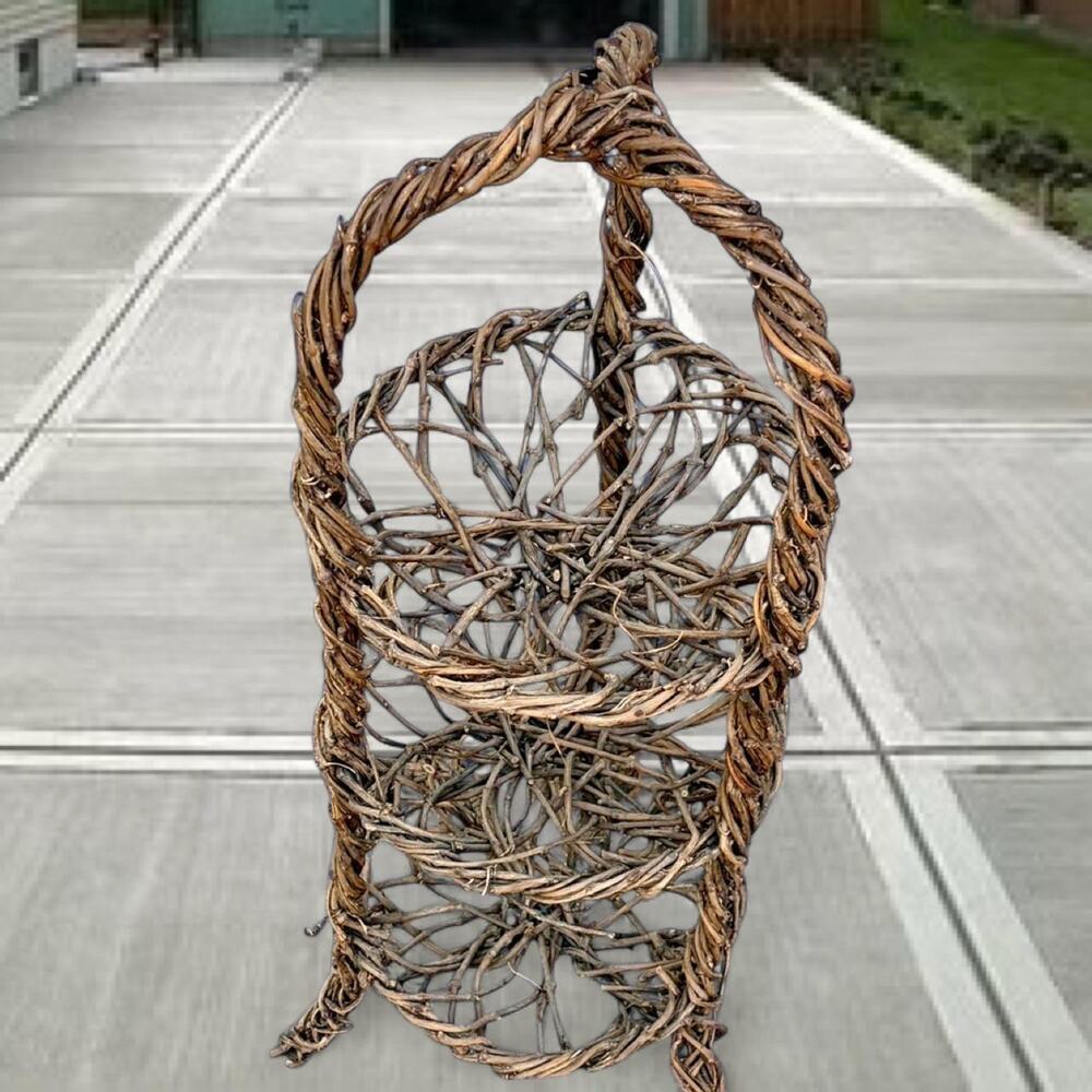 🚨VNTG French Country 3-tier Wicker Basket Stand Woven Baskets & Vine Frame 🧺 - Picture 3 of 7
